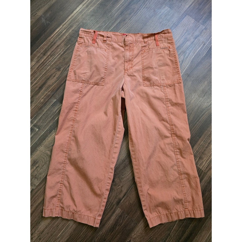 Gloria Vanderbilt peach Wide Leg Crop capri Pants Size 12 Granola Gorpcore boho - Picture 2 of 9